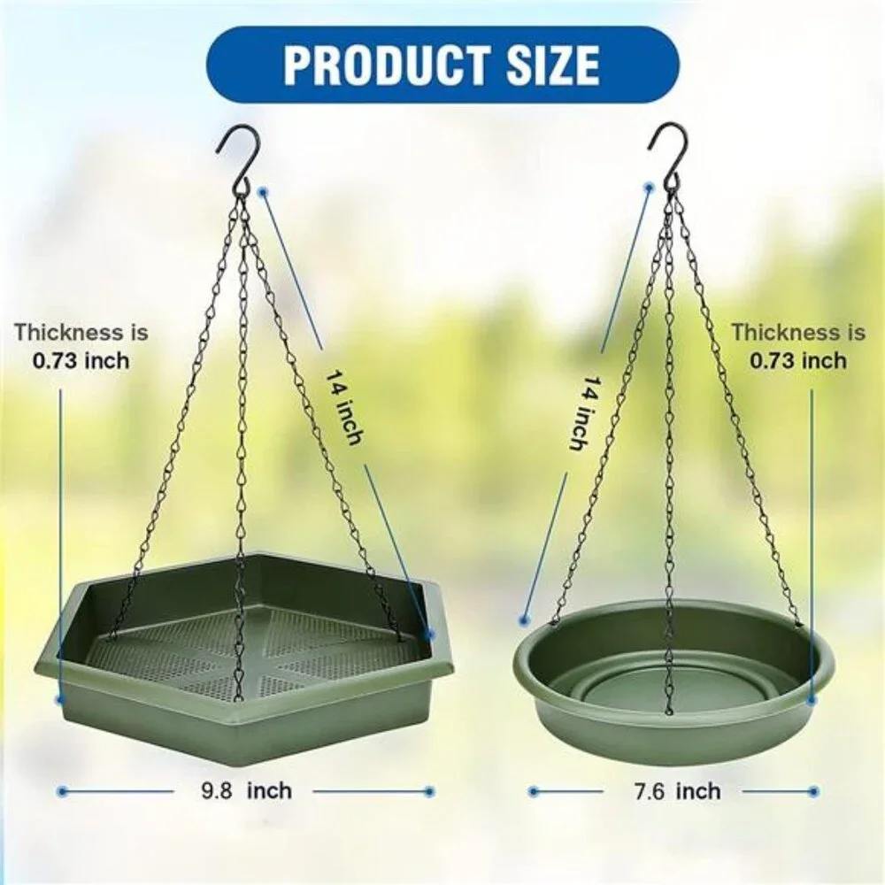 Hanging Bird Bath, Bird Bath - Bird Feeder, 2 in 1 XL Hanging Bird Feeder & Bird